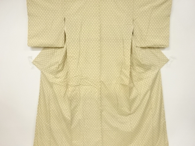 JAPANESE KIMONO / ANTIQUE KIMONO / SILK / HAND WOVEN TSUMUGI / ABSTRACT TATEWAKU PATTERN